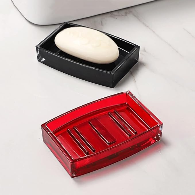 soap Holder Soap Dish Acrylic Material Soap Holder Creative Soap Tray Home Bathroom Soap Case Personality Light Luxury Hotel Soap Box Easy to use (Color : Red)