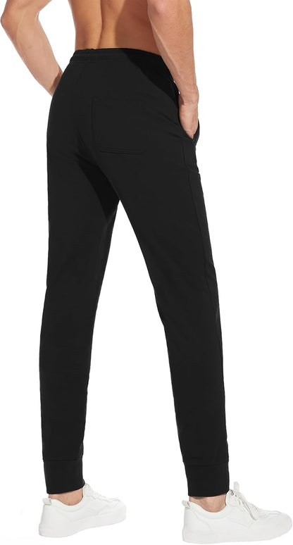 Men's 32"/34"/36"/38" Tall Inseam Lightweight Cotton Joggers Extra Long Sweatpants Athletic with Zipper Pockets