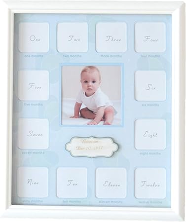 KMAKII Collage Photo Frame for Baby First Year 12 Month Keepsake Picture Photo Frame -Gift for Mom to Be or Expecting Parents-White