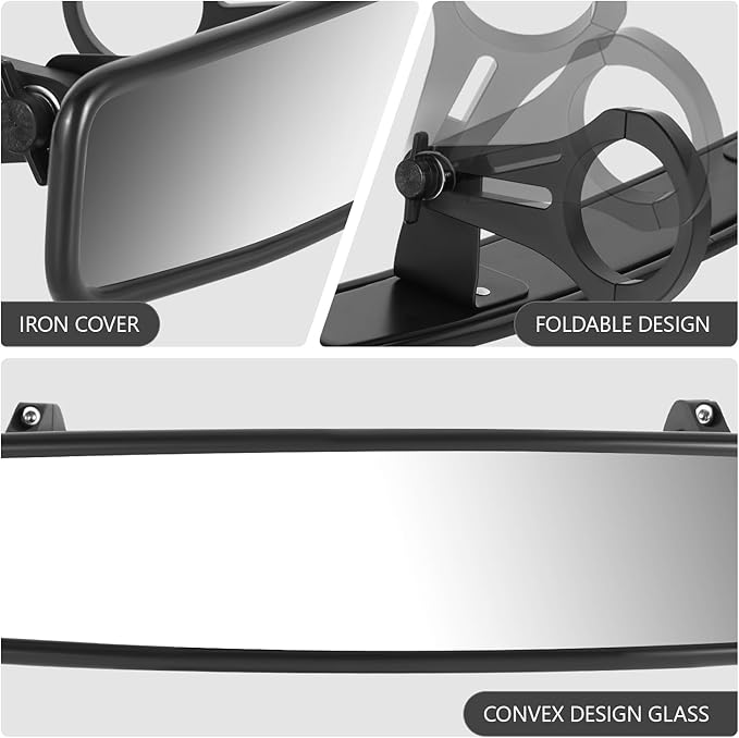 DNA MOTORING Front UTV Rearview Mirror, Black, Compatible With Honda Kawasaki Suzuki Yamaha UTV (SxS), 1.75" 2" Clamp, Irregular shape Style, MP-MR-U001