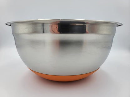 Professional Grade 2.7 Quart Stainless Steel Mixing Bowl With Grip Bottom  Orange