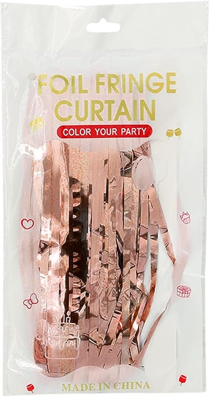 Foil Curtains Curtain for Birthday Wedding Party Bright Rain Curtain Party Decoration Rain Curtain Party Decorations for Girls 10th Birthday (Rose Gold, One Size)