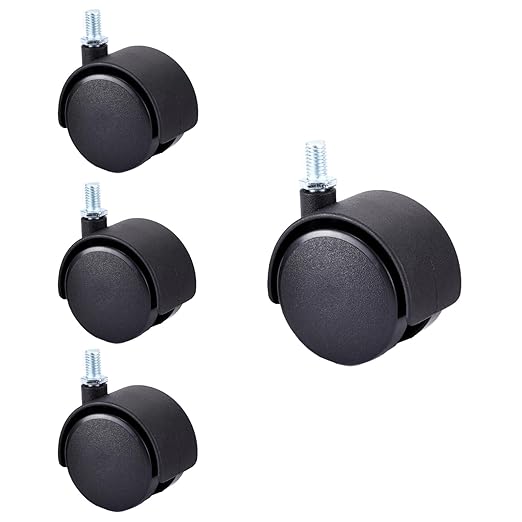 4pcs Black Swivel Caster Wheels M6 Threaded Stem Caster Wheels1.5 Inch Heavy Duty Casters Nylon Wheels Replacement for Furniture, Table,Flower Pot Base, Shelf