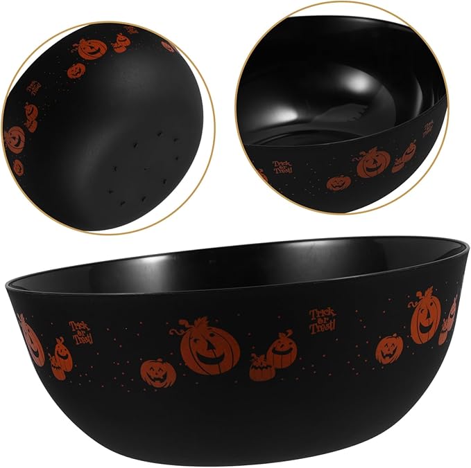 SHOWERORO Halloween Candy Bowl Party Supplies Bowl Plastic Candy Serving Bowl Black Color for Halloween
