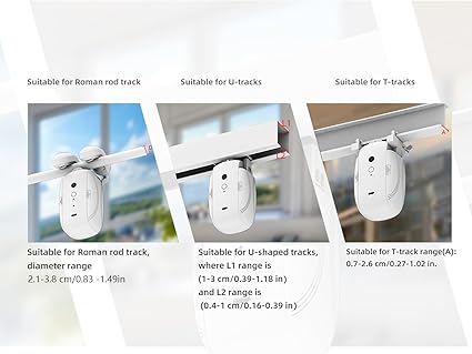 Automatic Curtain Opener and Closer - Smart Curtain Opener Electronic for RomanUT Rails, Bluetooth Curtain Opener with AppTimer, compatible with Alexa and Google Home, Electric Curtains with Remote