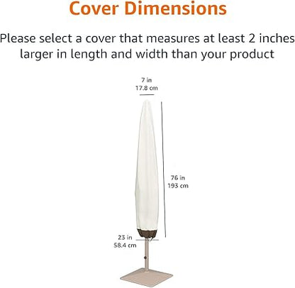 Basics Outdoor Patio Umbrella Cover, Waterproof, Anti-UV, Durable, BeigeWhite, 7" x 23" x 76"