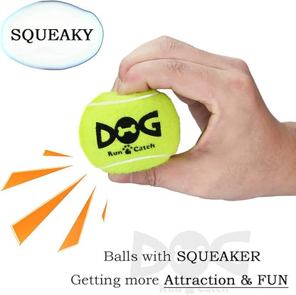 Squeaky Tennis Balls for Dogs Colorful Easy Catching Pet Dog Balls 4 Pack (Squeak-2.5inch-Yellow)