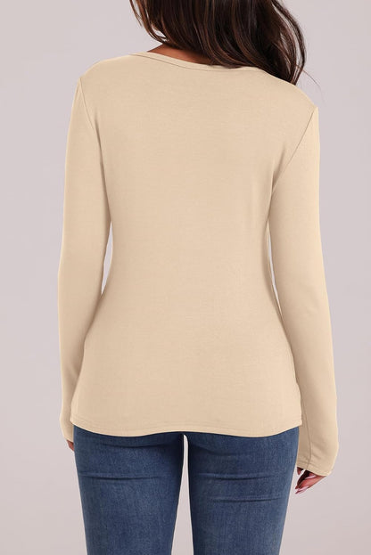 WIHOLL Long Sleeve Thermal Shirt for Women Light Fleece Tops Spring 2026 Crew Neck Casual Basic T-Shirts