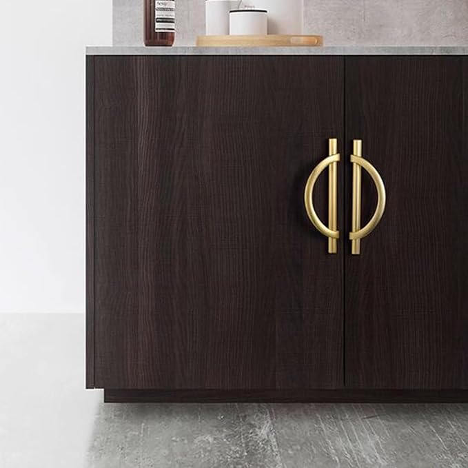 Sliding Door Handle,Semicircular Push Pull Door Handles,Drawer Handles,Suitable for Bedrooms,Bathrooms,Garages,Shopping Malls,Zinc Alloy(Gold,154x128mm)