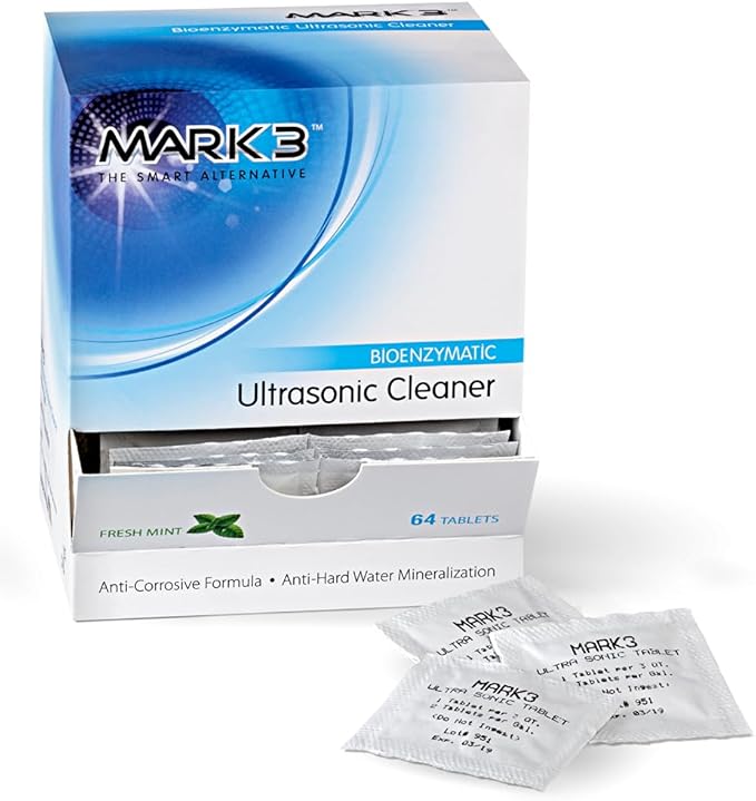 Ultrasonic Cleaning Tablets (64 Per Box) Dental Bio-Enyzmatic Tablets  For Dental Instruments, Retainer Cleaner, Denture Cleaner - Ultrasonic Retainer Cleaner Tablets  2 Tablets Per Gallon