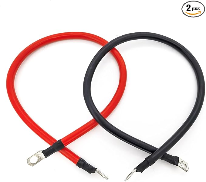 6 AWG Battery Cable 1FT 6 Gauge Pure Copper Battery Inverter Cables with 516 in Lugs Both Ends Power Inverter Wire Set for Automotive Solar Power Inverter Marine Boat RV Car Motorcycle (1FT)