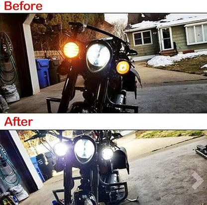 Road King Passing Light - 4 1/2 Inch Passing Light for HD Ultra Classic - with LED Halo Spot Lamp Passing Light Black Projector Fog light Spot light