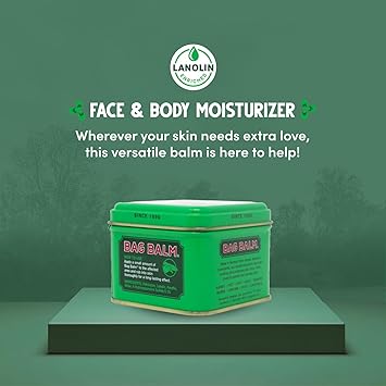 Bag Balm Vermont's Original Skin Moisturizer - Full Body Hydrating Skin Care: Dry Hands, Lips, Face, Feet  More - Unscented, Cruelty  Paraben Free - Day  Night, Men  Women (4oz Tin, Made in USA)