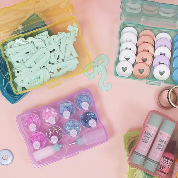 Craftelier - Portable Transparent Storage Box with 6 Mini Translucent Coloured Boxes for Scrapbooking Materials and Other Crafts | Includes Snap Closure | Size Approx. 22 x 18.90 x 13.80 cm
