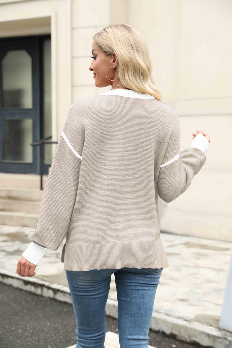 Small Sweaters for Women Long Sleeve Striped Pullover Knit Trendy Tops Crewneck Winter Outfits