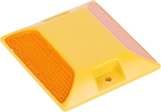 6 Pack Road Reflectors, 3.7X 3.7 inch Commercial Reflective Road Pavement Marker Reflective Road Driveway Marker Street Pavement Asphalt Stud Markers for Speeds Bumps, Sidewalks