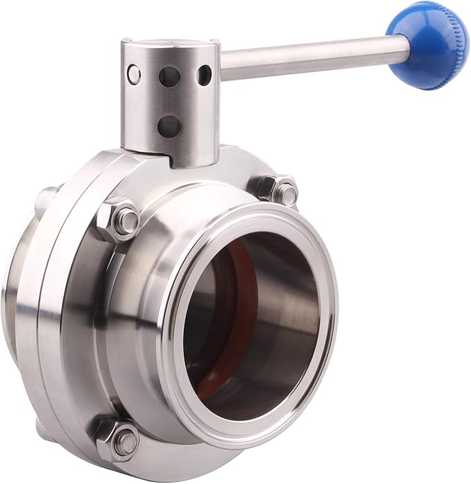 DERNORD Sanitary Butterfly Valve with Pull Handle Stainless Steel 304 Tri Clamp Clover (2.5" Tube OD)