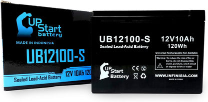 Replacement for Neuton Mowers CE6 Battery - Replacement UB12100-S Universal Sealed Lead Acid Battery (12V, 10Ah, 10000mAh, F2 Terminal, AGM, SLA)