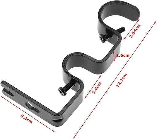 SING F LTD 3pcsSet Curtain Rod Bracket Kit with Screw Adjustable Double Pole Wall Mounted Holder Black