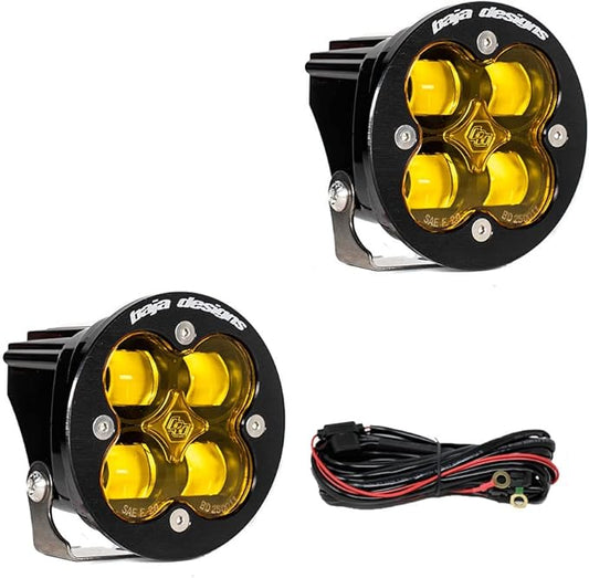 Baja Designs Squadron-R Amber SAE LED Auxiliary Fog Light Pod Pair with Wiring Harness 247816 - Universal
