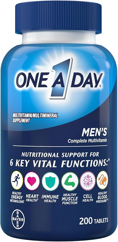 One A Day Mens Multivitamin, Supplement Tablet with Vitamin A, C ,D, E and Zinc for Immune Health Support, Vitamin B12, Calcium, 200 count