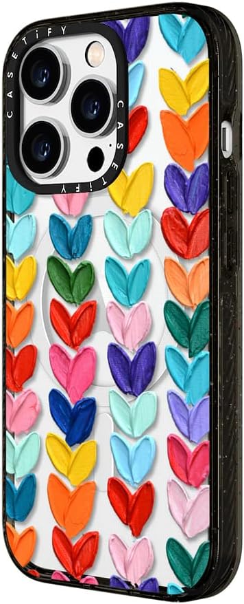 CASETiFY Impact Case for iPhone 15 Pro Max [4X Military Grade Drop Tested / 8.2ft Drop Protection/Compatible with Magsafe] - Cute Prints - Clear Polka Daub Hearts - Clear Black