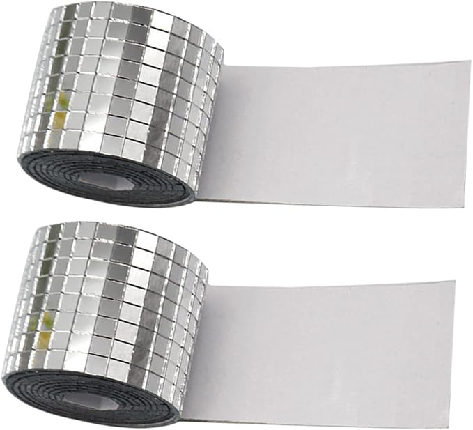 2 Rolls Self Adhesive Mirror Mosaic Decals of Decorative Craft Tiles for Projects Easy to Peel and Stick Durable for Walls Glass and Smooth Surfaces