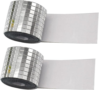 2 Rolls Self Adhesive Mirror Mosaic Decals of Decorative Craft Tiles for Projects Easy to Peel and Stick Durable for Walls Glass and Smooth Surfaces