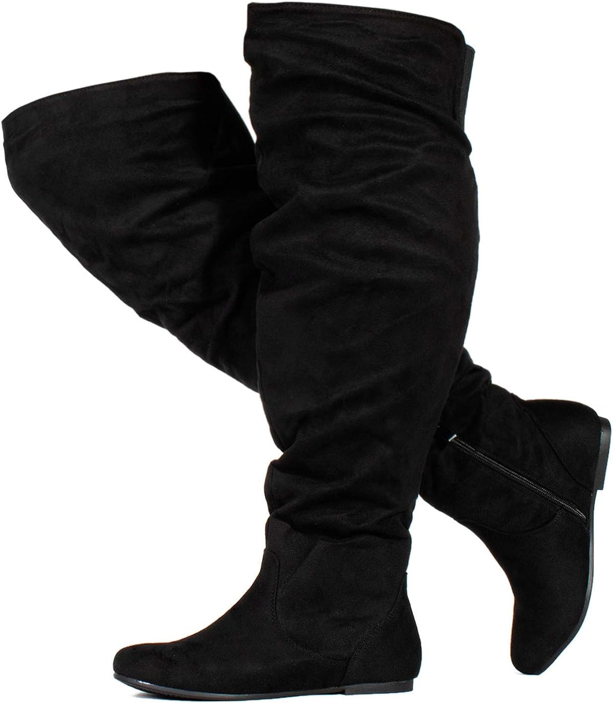 Size 9 Wide Calf RF ROOM OF FASHION Women's Over The Knee Flat Heel Slouchy Boots (Available in Regular and Wide Calf)