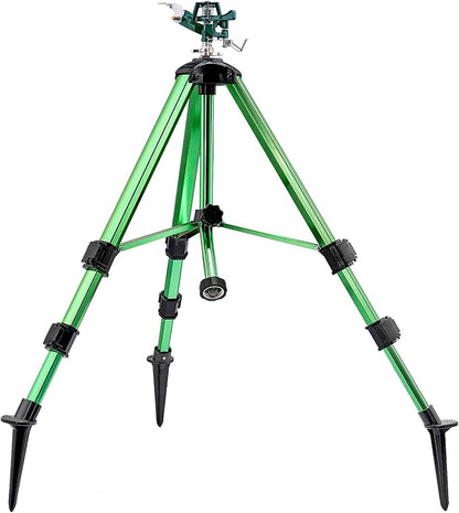 Sprinklers for Yard, 2025 Heavy-Duty Lawn Sprinkler Impact Sprinkler on Spike Tripod Base with 360 Large Area Irrigation with Extension Legs to Adjust Height Irrigation System for Garden Lawn