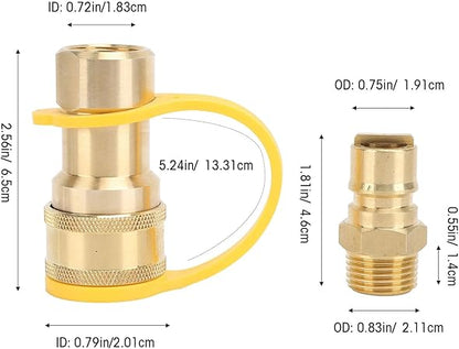 3pcs Gas Quick Connect Fittings, Gas Fittings Brass Gas Quick Connect Adapter Kit for Rv Trailer Van