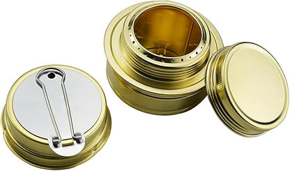 Portable Mini Alcohol Stove Burner Outdoor Brass Camping Cooking Stove Outdoor Camping Backpacking, 4.7x7.4cm 80ML