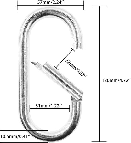 Oval Carabiner Clips,TTZEZE Iron Spring Snap Hooks,Galvanized Locking Carabiners,Heavy Duty O Shape Carabiners,Key Rings Chain Connectors for Outdoor and Indoor Use