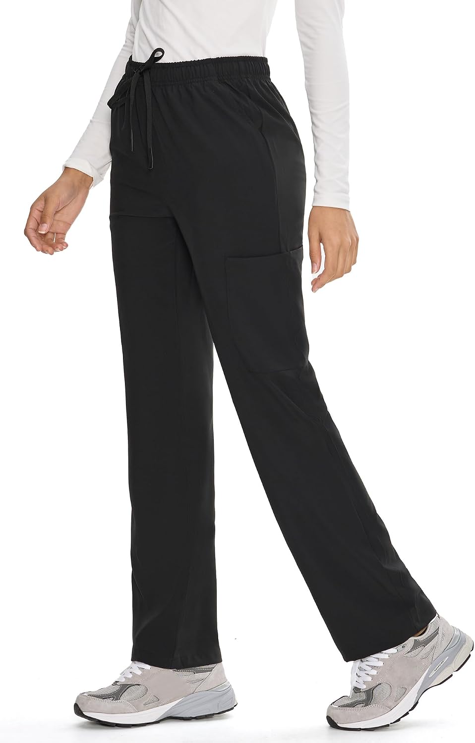 COZYFIT Straight Leg Scrub Pants for Women, Drawstring Soft Stretch, Anti-Wrinkle Women's Scrub Pants with 6 Pockets