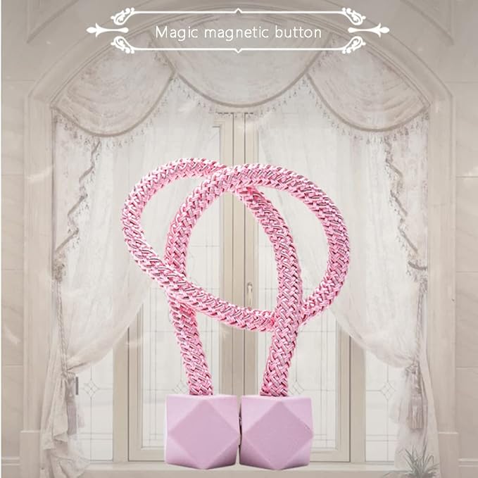 Rope Holder Buckles 2 Pack Magnetic Curtain Tiebacks, Decorative Straps No Tools Required, Convenient Magnetic Tie Backs Hooks for Patio Curtain tie Backs