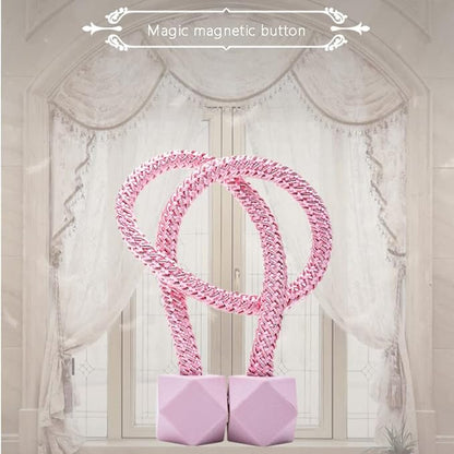 Rope Holder Buckles 2 Pack Magnetic Curtain Tiebacks, Decorative Straps No Tools Required, Convenient Magnetic Tie Backs Hooks for Patio Curtain tie Backs