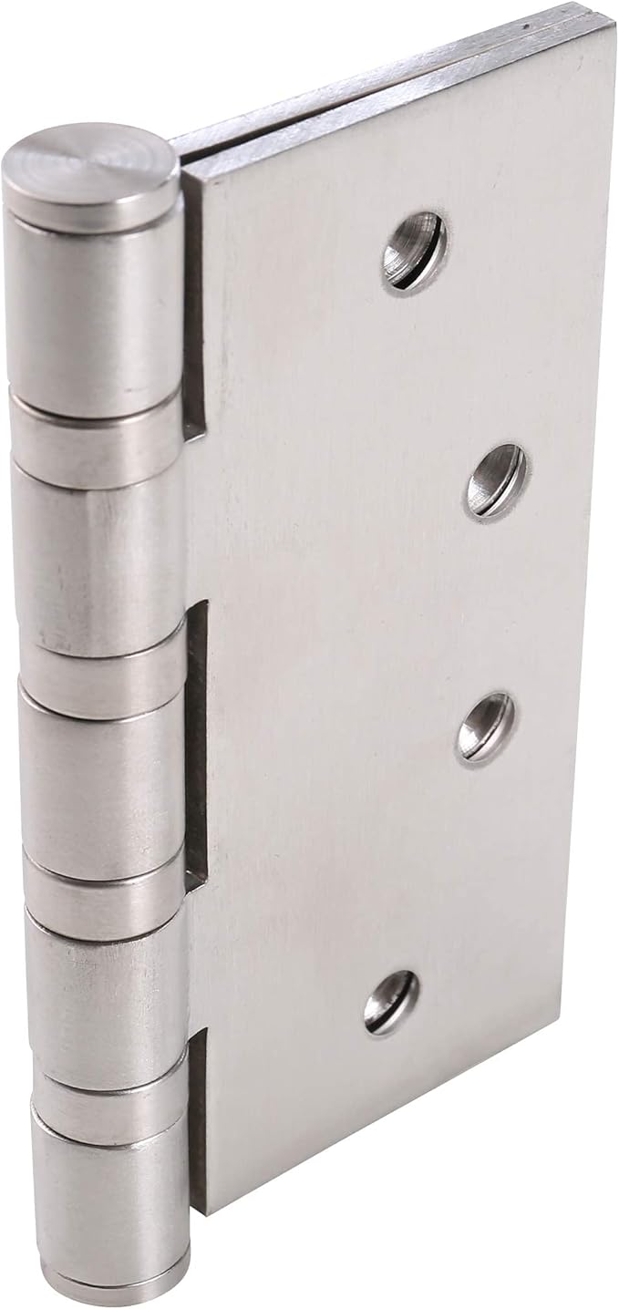 UHPPOTE Stainless Steel Door Hinges 4inches x 4inches with Soft Close Ball Bearing - Squared Conners - Brushed Finish (Pack of 2)