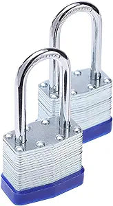 Laminated Steel Key Lock, 1-916 in. Wide Body, 2 Padlocks Keyed Alike,Long Shackle