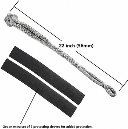 2Pcs Synthetic Soft Shackle 1/2 Inch x 22 Inch (56,000lbs Breaking Strength) with Extra Sleeves (Gray)