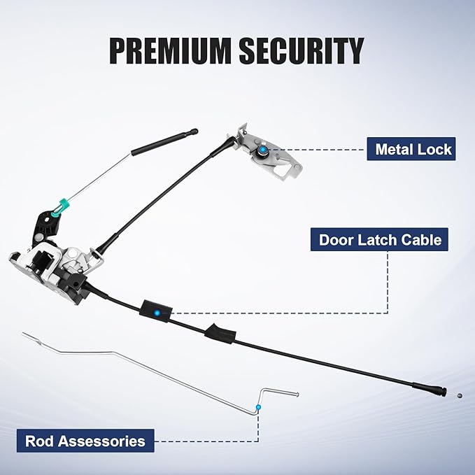 Rear Door Latch Cable - Right Passenger Side Lock Actuator Assembly for Ford E150 E250 E350 Econoline Van Back 92 93 94 95 96 97 98 99 00 01 02 03 04 05 06 07 08 09 10 11 12 13 14 15 16 17 18 19