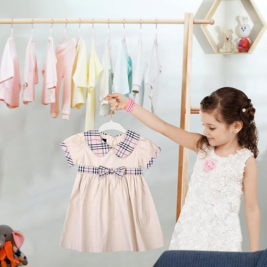 ManGotree Baby Velvet Hangers with 360° Swivel Rose Gold Hook, 11" Non-Slip Toddler Hanger, Ultra Thin Space Saving Infant Hangers for Kids Clothes, 15 Pack (White)