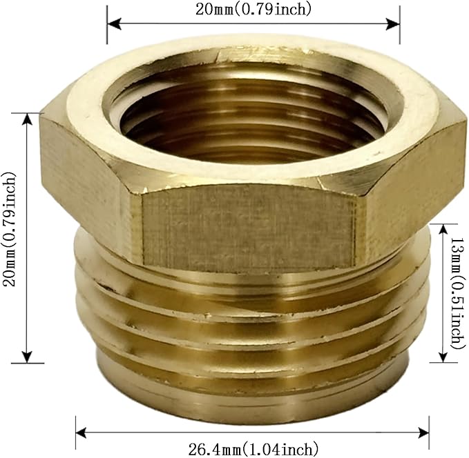 Shower Hose Adapter, Garden Hose Adapter, Shower Head Hose Adapter, Brass Garden Hose Fitting G12 Female to GHT 34 Male Adapter