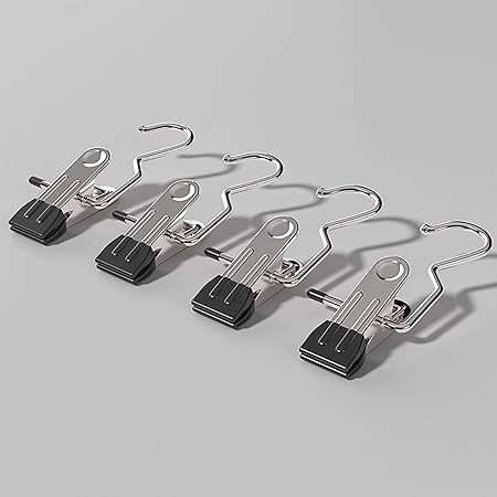 Versatile Clothing Organization Tools Space-Saving Hanger Clips 5pcs Hat Pants Storage Hanging Hook 360-degree Rotating Metal Hanger Clips Black 5pcs
