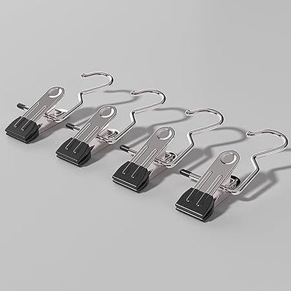 Versatile Clothing Organization Tools Space-Saving Hanger Clips 5pcs Hat Pants Storage Hanging Hook 360-degree Rotating Metal Hanger Clips Black 5pcs