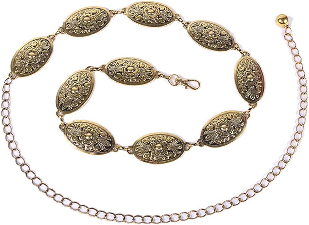 Ethnic Ladies Waist Chain Delicate Carved Flower Buckle Belt Banquet Dress Women Prom Party Waist Belt