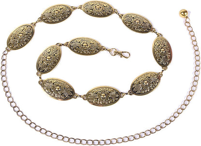Ethnic Ladies Waist Chain Delicate Carved Flower Buckle Belt Banquet Dress Women Prom Party Waist Belt