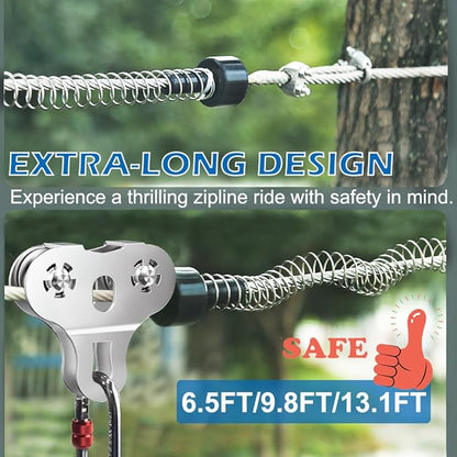 Zipline Spring Brake, 9.8ft Extra Long Heavy Duty Stainless Steel Zipline Brake Stopper, Zip Line Kit for Backyard Zipline Spring for 316 14 516 38 inch Cable
