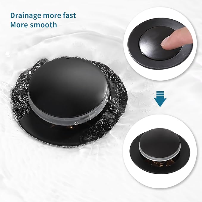 Stylish Matte Black Sink Drain for Comfort, Anti-Clogging Design, Easy Installation  Modern