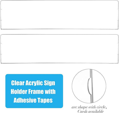 15 Sets Acrylic Name Plate Holder 8'' x 2'' Clear Acrylic Plastic Sign Frame with Adhesive Tape Horizontal Wall Name Plates for Door Office Nameplate Display Trays for Office Home (Adhesive not included)
