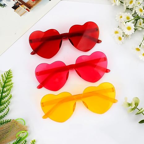 Heart Glasses, 3Pack Heart Sunglasses, Party Heart Shaped Sunglasses, Fun Heart Sunglasses for Women, Party Sunglasses